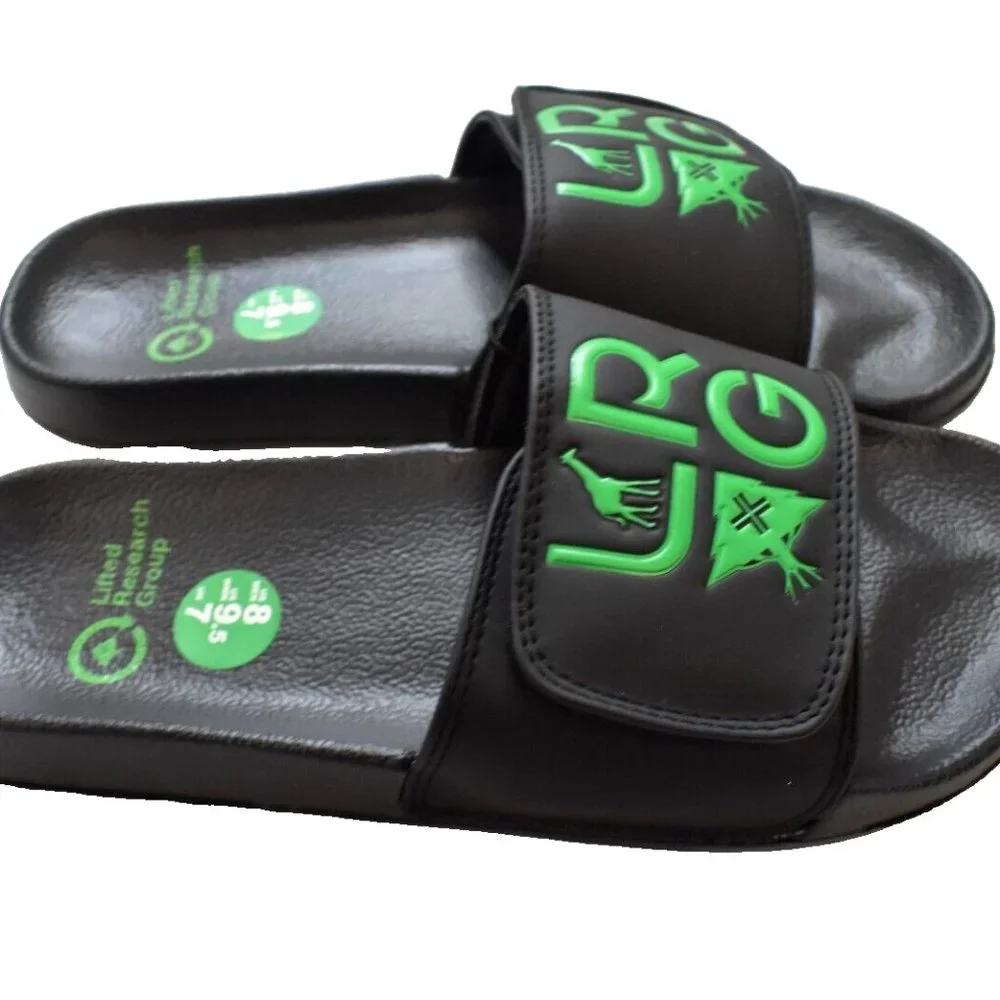 Lifted Research Group LRG Mens Stacked Logo Slides Black Sandals Shoes New 8 - Picture 4 of 5